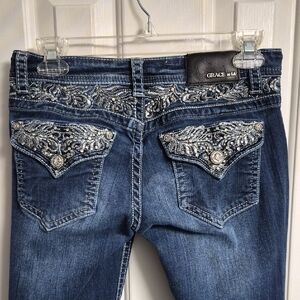 Grace in LA Women's Blue Embellished Jeans